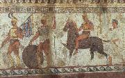 unknow artist Greek Fubsoldaten and cavalry fresco oil painting on canvas